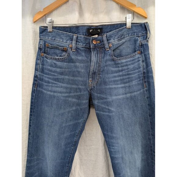 Madewell women's W31 L 32 slim dark wash denim jeans 100% cotton mid rise O9 - Picture 2 of 10